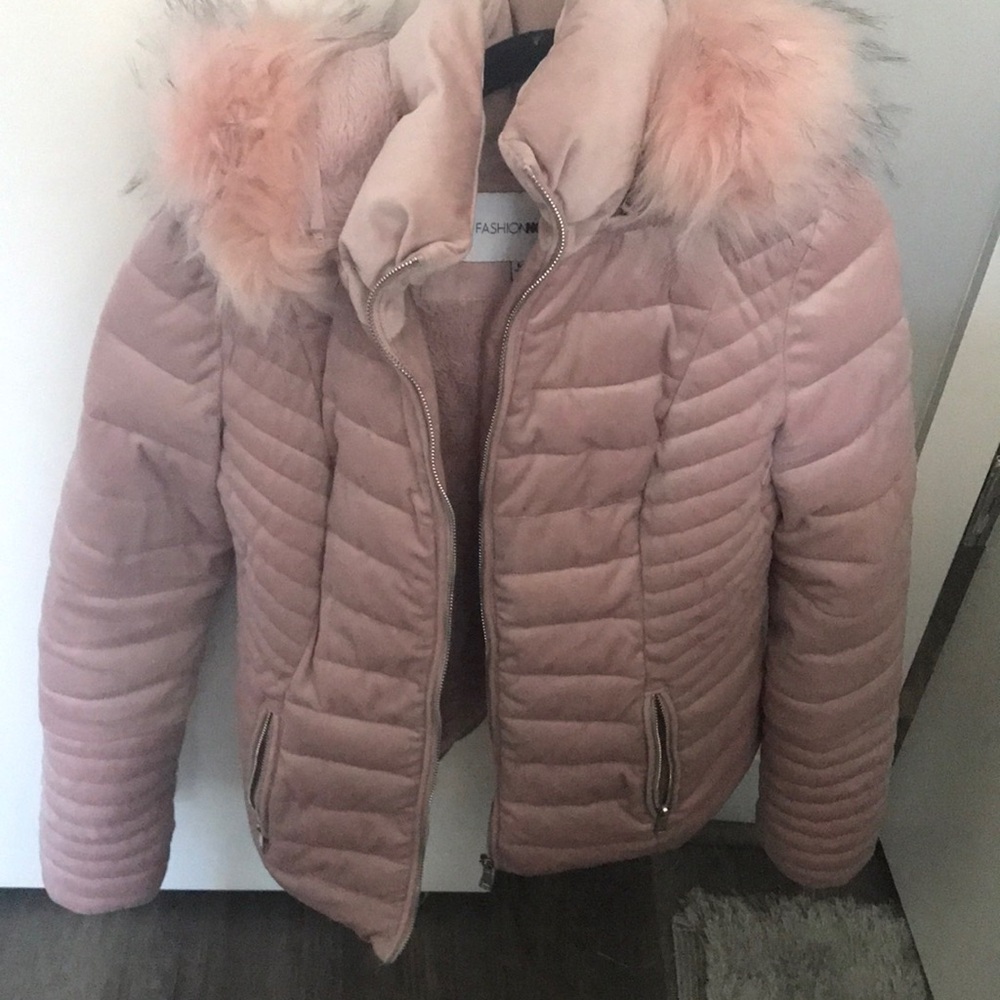 Fashion nova warm pink coat velvet